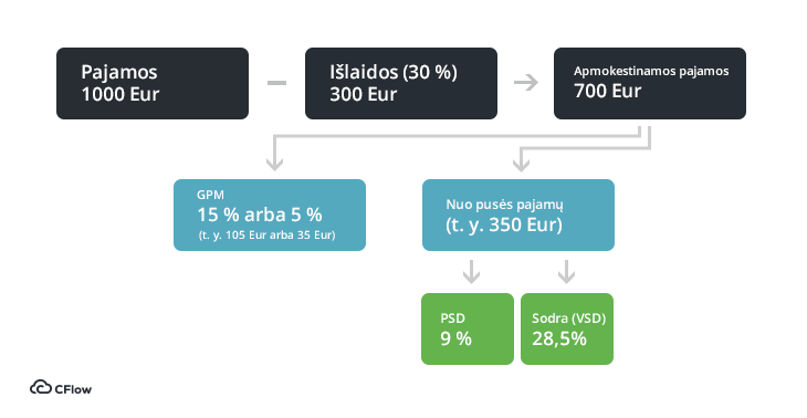 Individualios veiklos mokesčių skaičiuoklė