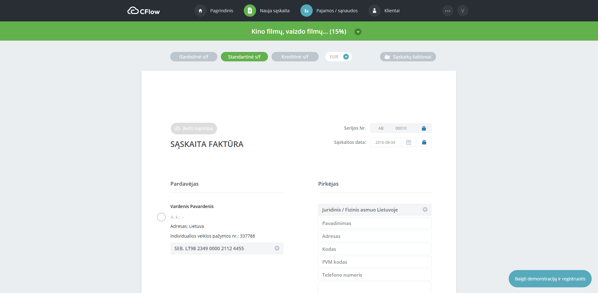 saskaita faktura cflow